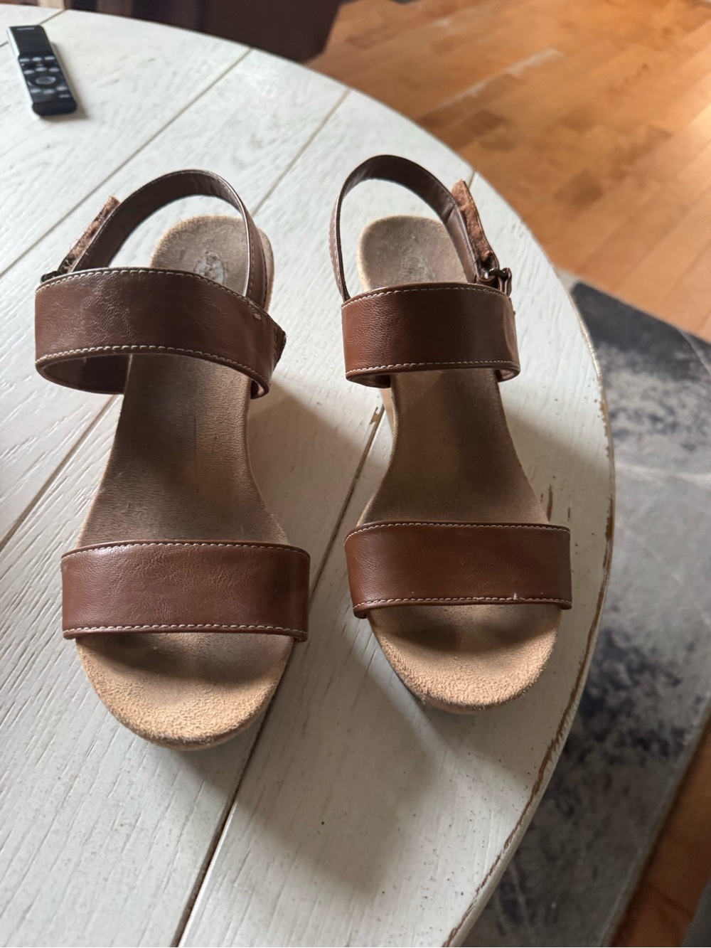 Women's Brown Leather Two-Strap Slingback Sandals